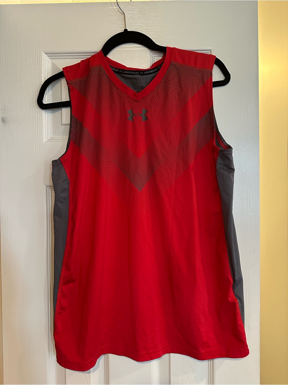 Under Armour Red and Gray Athletic Tank Top